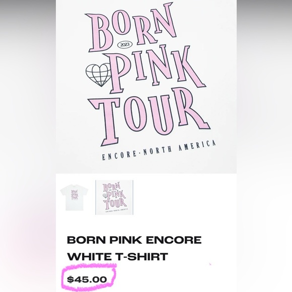 BORN PINK ENCORE 2023 WHITE/PINK Graphic T-SHIRT/ TEE | Unisex | NEW!💎💓💎💗 - Picture 4 of 5